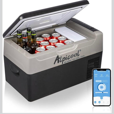 Alpicool G22 Car Fridge 22 Litre Mini Fridge 12/24v Car Refrigerator Portable Camping Fridge Freezer Truck Electric Cool Box for Campervan RV Boat Travel Picnic,-20℃ to 20 ℃/Low Consumption
