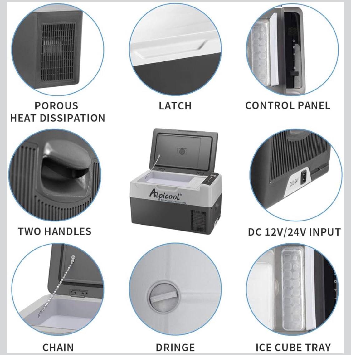 Alpicool G22 Car Fridge 22 Litre Mini Fridge 12/24v Car Refrigerator Portable Camping Fridge Freezer Truck Electric Cool Box for Campervan RV Boat Travel Picnic,-20℃ to 20 ℃/Low Consumption