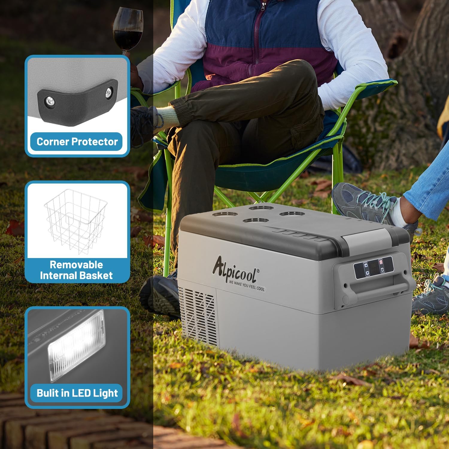 Alpicool CF35 Portable Refrigerator, 37 Quart (35 Liter) Fast Cooling 12V Car Fridge -4℉~68℉, Cooler for Outdoor, Camping, RV, Truck, Boat